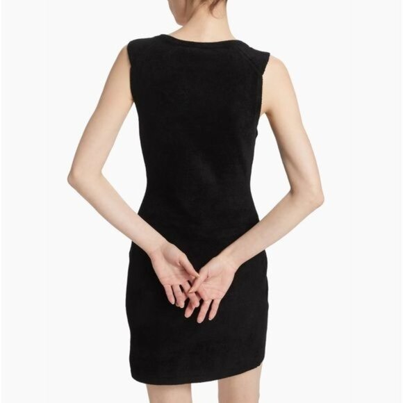 New Theory Micro Velvet Sleeveless Mini Dress in Black Size L - Picture 4 of 13